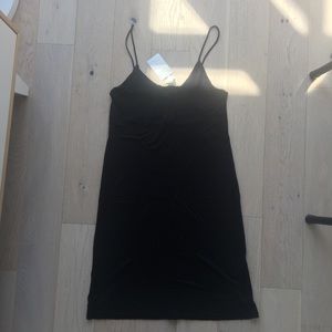 Black thin strap slip dress - cotton blend